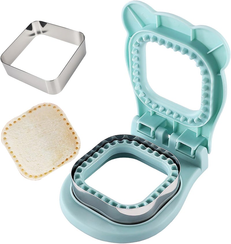 RHVQ Sandwich Cutter and Sealer, Crustless Square Shaped Cutters for Kids Lunch, Cute Sandwich Maker Peanut Butter and Jelly Crustless Sandwich Bread for Kids Children Boys Girls (Blue) - Image 1